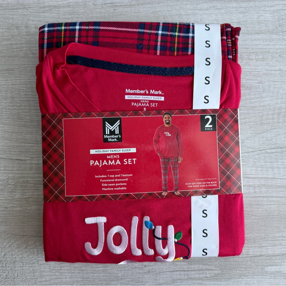 Member's Mark Family Sleep Men's Red 2-Piece Pajama Set Size Small